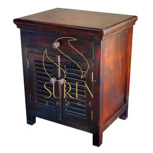 Solid Indian Wood Mahogany Finish Bedside <b>Night</b> <b>Stand</b> for Hotel & Home Bedroom - Product Image 1