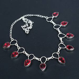 925 <b>Sterling</b> <b>Silver</b> Red Garnet <b>Necklace</b> Handmade Christian Religious Jewelry with Link Chain for Weddings and Gifts - Product Image 3