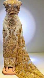 Tissu de dentelle africaine écologique léger grande taille brodé en tulle nigérian maille française de haute qualité pour femmes - Product Image 2