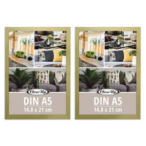 Set of 2 Wooden Picture <b>Frames</b> 14.8 X 21 cm Gold Decor Classically Styled DIN A5 Poster <b>Frames</b> Engraved <b>Printing</b> for DIY - Product Image 3