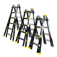 Escalera plegable multiusos de aluminio de 4x7 escalones compatible con Prime EN131 para apartamento, almacén al aire libre y propósito de construcción