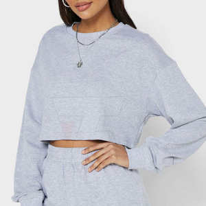 El último conjunto de Top corto informal de invierno para mujer, Top de jogging de nuevo estilo sólido con logotipo frontal, ajuste holgado, ODM, venta al por mayor de Pakistán - Product Image 5