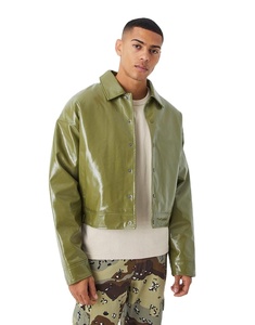 Nueva llegada Shine Olive Original chaqueta personalizada de cuero de vaca para hombres Chaquetas de cuero con estilo para hombres personalizadas para OEM - Product Image 1