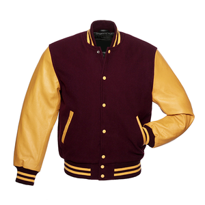 Premium Wool Varsity Plain Letterman Jacket con mangas de cuero al por mayor Letterman Custom leather Varsity jacket para hombres - Product Image 1