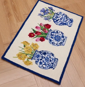 Alfombra hecha a mano con mechones color vibrante flor multicolor hermosas alfombras personalizar tamaño disponible rojo y multicolor - Product Image 4