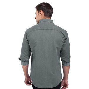 Camisas informales de retazos de manga larga vaqueras de algodón con logotipo personalizado al por mayor para hombres, tallas grandes 6XL, características transpirables antiarrugas - Product Image 2