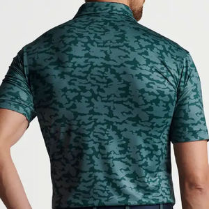 เสื้อเจอร์ซีย์พิมพ์ลายซับลิเมชันสำหรับเสื้อเปิดปก100% ผ้าฝ้ายอินทรีย์ระบายอากาศแขนสั้นกำหนดสีได้ตามต้องการ - Product Image 4