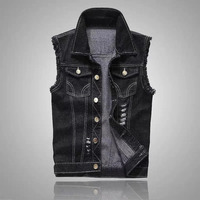 Gilet en coton et denim Biker pour homme 2023