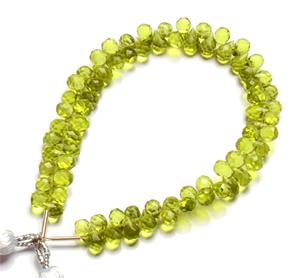 ลูกปัดแก้วทรงหยดน้ำสีเขียวมะกอกเพอริดอทไฮโดรควอตซ์ทรงไมโครเหลี่ยมเพชรพลอยขนาด 6x4 มม. สำหรับทำเครื่องประดับแฮนด์เมด - Product Image 5