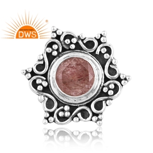 Meilleure vente bague de déclaration en argent sterling oxydé naturel fraise Quartz pierres précieuses fabricant de bijoux personnalisés - Product Image 3