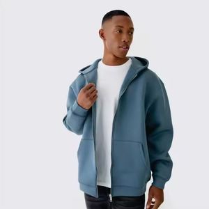 Sweat à capuche unisexe personnalisé, doublé en polaire épais, fermeture éclair intégrale, 100% coton, imperméable, respirant, pour l'hiver - Product Image 2