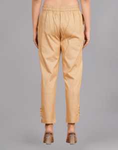 Wholesale Stretchable Womens Beige Lycra <b>Trouser</b> <b>Pants</b> Regular Fit Designed For Comfortable Casual Office Travel Daily Wear Use - Product Image 2