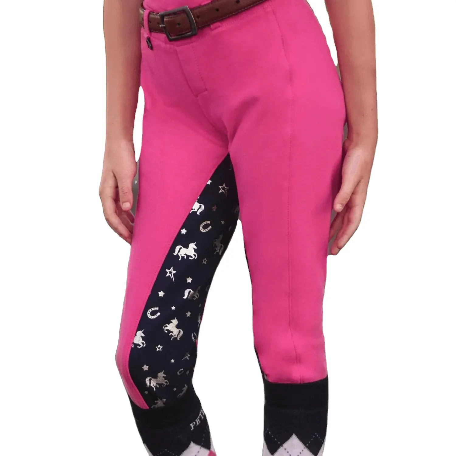 Customized smart Equestrian clothing for Kids Printed Silicone Full Seat multi colors Horse Riding Breeches Pull On Jodhpur