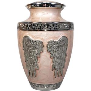 Urna Funeraria Moderna de Metal Hecha a Mano con Diseño de Alas Antiguas, Color Rosa, Capacidad Personalizada, Impresión Lavable, para Venta al por Mayor - Product Image 1