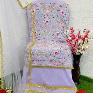 Shalwar Kameez d'hiver glamour avec fil multi-coton et filet à papillons Vêtements indiens et pakistanais Dupatta - Product Image 1