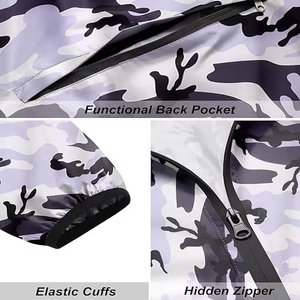 Veste de pluie coupe-vent et imperméable pour hommes Veste de randonnée extérieure légère et respirante avec capuche Vente en gros d'usine personnalisée OEM - Product Image 6