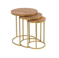 Mesa de centro anidada moderna con efecto de madera Mesas laterales redondas decorativas triples Material de hierro Venta barata