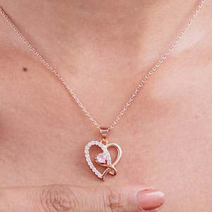 Collar con Colgante de Música y Corazón en Oro Rosa, Cadena de Plata 925, Estilo Vintage, con Diamantes, Circonitas, Perlas y Símbolo Cristiano - Product Image 3