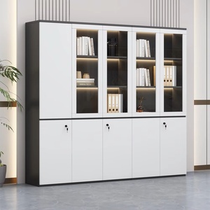 Grand casier de rangement industriel modulaire en mélamine avec 2 à 6 portes battantes, armoire à dossiers pour la maison, le bureau, l'école, l'hôpital, 5 tiroirs - Product Image 1