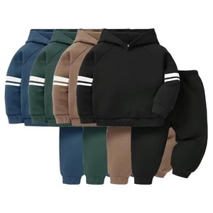 Usine directe Logo personnalisé coton bouffée impression plaine polaire éponge poids lourd unisexe survêtement 2 pièces ensemble sweats à capuche enfants sweats à capuche - Product Image 3