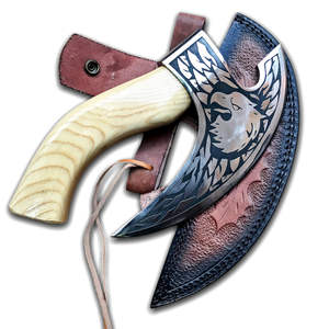 Hacha de acero forjado hecha a mano cuchillo de cocina de acero al carbono perfecto con Funda de cuero para acampar y regalo del Día del Padre - Product Image 4