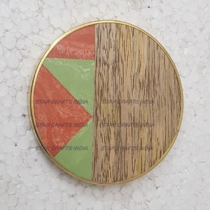 Unique Quality Wood and <b>Resin</b> Round Shape Brown and Blue Coaster Manufacturer and Exporter Wedding Party and <b>Table</b> Decoration - Product Image 5