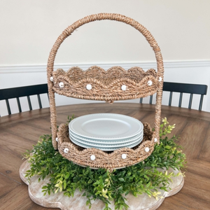 ถาดเสิร์ฟอาหารทะเลทรงหอยเชลล์ธรรมชาติทำด้วยมือ2ชั้นขายส่งจากเวียดนาม - Product Image 2