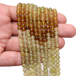 Cuentas Redondas Facetadas de Granate Grosular AAA+ de 5 mm, Cuentas Sueltas de Granate Verde Natural Semipreciosas para la Fabricación de Joyas - Product Image 4