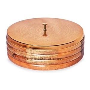 Casserole Chapati en métal durable de haute qualité pour garder les roti au chaud et au frais avec un design isolé en acier inoxydable et en bois - Product Image 3