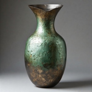 Vase aux tons de mousse de feuille de rouille avec finition esthétique faite à la main Vase en métal de designer Accent artisanal exquis pour la décoration intérieure - Product Image 1