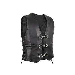 <b>Mens</b> Motocross Racing Leather Vest – Plus Size Genuine Leather Waistcoat Low MOQ Made in Pakistan - Product Image 2