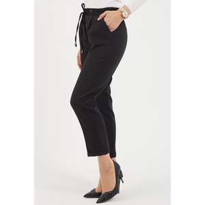 Women's <b>Elastic</b> Double Hem <b>High</b>-<b>Waisted</b> Casual <b>Trousers</b> XL Fashion Pants Breathable Pencil Style Palazzo with Wrinkled Technics - Product Image 4