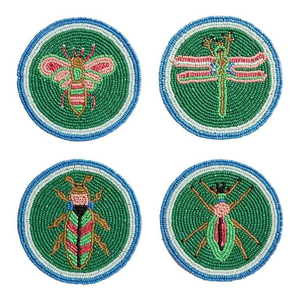 Juego de Posavasos Bordados con Diseño Único de Insectos, Hechos a Mano, Colección de Mesa Elegante de la India - Product Image 1