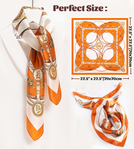 Pañuelo de Seda 100% con Estampado Digital a Cuadros y Logotipo Personalizado, Hijab de Satén Suave de Alta Calidad - Product Image 4