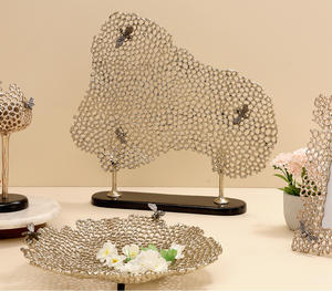 Dessus de Table décoratif impressionnant pour la maison, l'hôtel, la vaisselle de bureau, finition en Aluminium, Design moderne, décoration de Table en métal, couleur or noir - Product Image 6