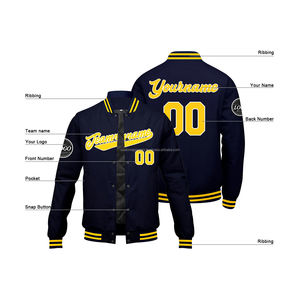 Veste universitaire décontractée à col montant personnalisée avec boutons pression manches en cuir tissu de laine et Decoration-MCACVJ-73 de broderie - Product Image 4