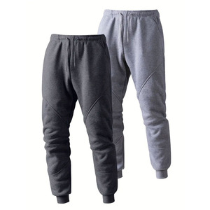 Lot de 2 pantalons de survêtement athlétiques pour hommes, imprimés, en polyester tricoté extensible, avec poches, pantalons de jogging décontractés pour le sport en plein air - Product Image 1