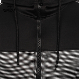 <b>Top</b> Factory Manufactured Custom Gray Strips <b>Black</b> Hooded <b>Long</b> <b>Sleeve</b> Men's Pullover Fleece Streetwear Heavyweight Thick Fabric - Product Image 4