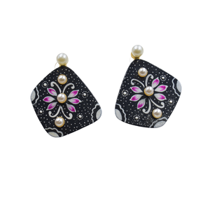 ภาพวาดด้วยมือ ชุบทอง ขายส่ง ทองเหลือง ไม้ถูพื้น หิน ต่างหูสตั๊ด ผู้ผลิต ผู้จัดจําหน่าย ต่างหูห้อยหินชุบทอง 18k - Product Image 1