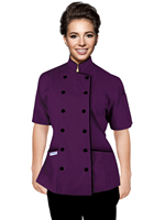 Chaqueta de Chef de Manga Corta para Mujer, Corte Entallado, Uniforme Culinario, Tela de Polialgodón, Colores y Tallas Personalizables, para Restaurantes y Bares