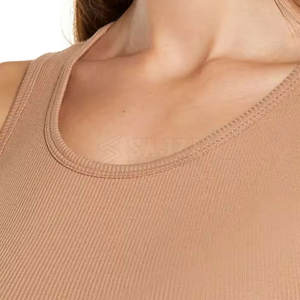 Camiseta sin mangas sin costuras para mujer, tela elástica ligera, ropa deportiva de ajuste cómodo para entrenamiento de Yoga y trajes informales, camiseta sin mangas - Product Image 4