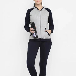 Nuevo Chándal de Primavera para Mujer, 100% Algodón, con Capucha y Cordón Ajustable, Diseño Color Block, Transpirable y Personalizable - Product Image 1