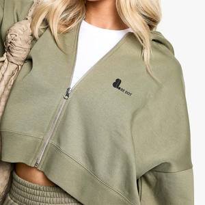 Vintage Acid Wash Nouveau 2 en 1 Sweat à capuche zippé d'hiver lourd pour femme 100% coton - Product Image 4