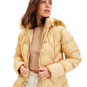 Chaquetas Parka suaves y cálidas para mujer, prendas de vestir exteriores deportivas de invierno con logotipo personalizado con capucha a prueba de viento y forro de algodón, abrigo de piel informal con capucha - Product Image 2
