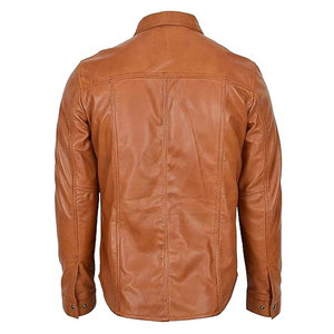 Chemise d'été en satin de cuir SALVA pour homme grande taille, respirante, tricotée, décontractée, à manches longues, boutonnée, col rabattu, avec poche poitrine - Product Image 2