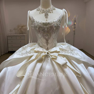 Robe de mariée Jancember JJ141 Princess Spaghtti Strap Bow Satin Empire Puffy Gowns - Product Image 4