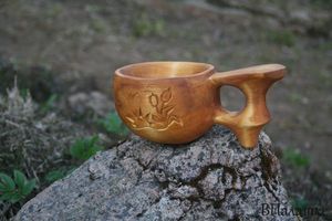 Handmade 100% Natural Wooden Ceramic Cup 300ml/500ml Capacity Vintage Design Barware Tabletop with Coffee/Beer <b>Drinking</b> Handle - Product Image 3