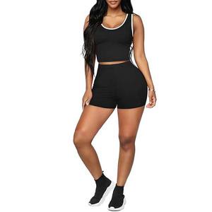 Débardeur d'été Bandage ajouré à lacets ensembles courts robe de Club pour femmes Top court 2 pièces ensemble court - Product Image 6