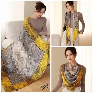 90*90CM Designer Custom Digital Printing Luxury <b>Silk</b> <b>Scarves</b> Satin <b>Silk</b> Hijab <b>Scarf</b> Printed Logo Women Head Satin <b>Scarves</b> - Product Image 6