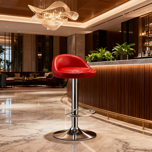 Taburete <span class=keywords><strong>de</strong></span> Bar Giratorio Ajustable <span class=keywords><strong>de</strong></span> Estilo Italiano Moderno con Base <span class=keywords><strong>de</strong></span> Metal y <span class=keywords><strong>Material</strong></span> PU para Uso en Hoteles, Restaurantes y Cocinas - Product Image 6